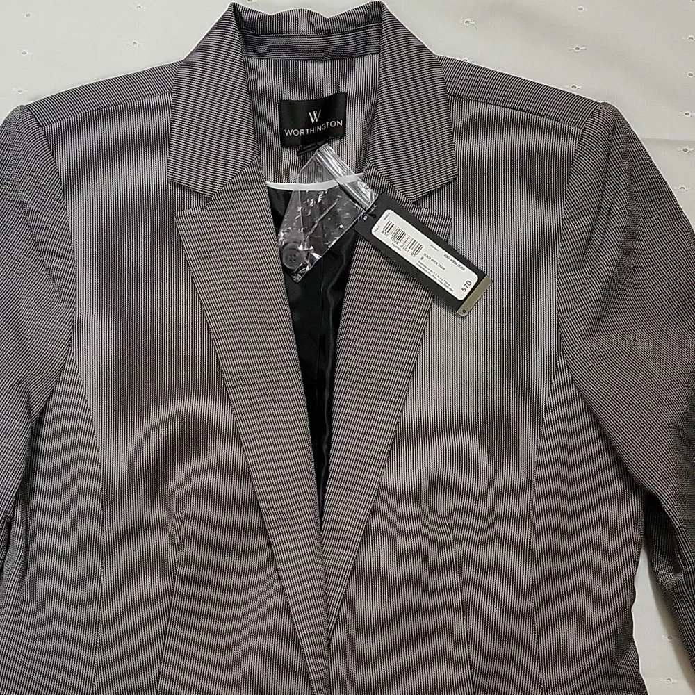 Worthington‎ Womens Black White Chain Blazer Jacket Size 8 New 830-4006 0059